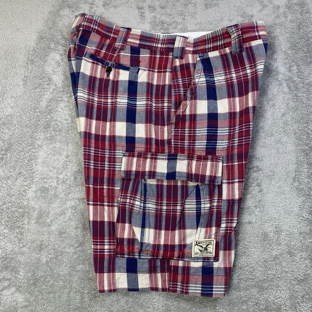 American Living Shorts Men Sz 36 Plaid Cargo 100% Cotton Ralph Lauren Golf Beach